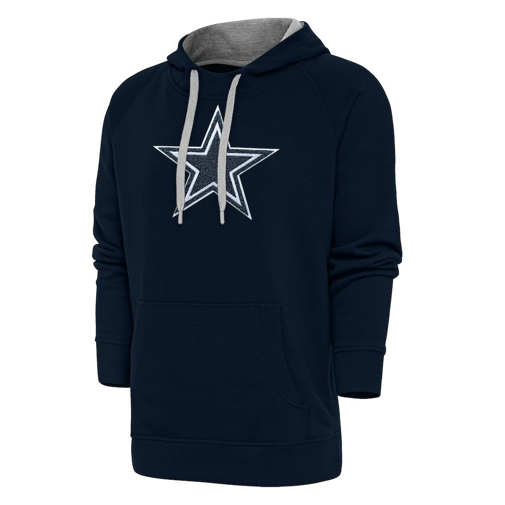 Dallas Cowboys Antigua Victory Chenille Pullover Hoodie - Navy Hoodies
