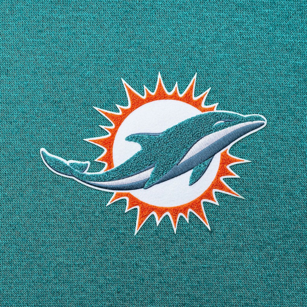 Miami Dolphins Antigua Victory Chenille Pullover Hoodie - Aqua Hoodies