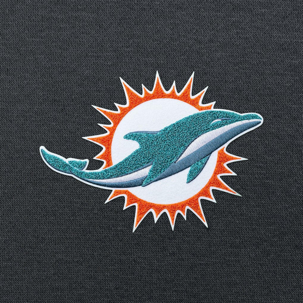 Miami Dolphins Antigua Victory Chenille Pullover Hoodie - Charcoal Hoodies