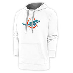 Miami Dolphins Antigua Victory Chenille Pullover Hoodie - White Hoodies
