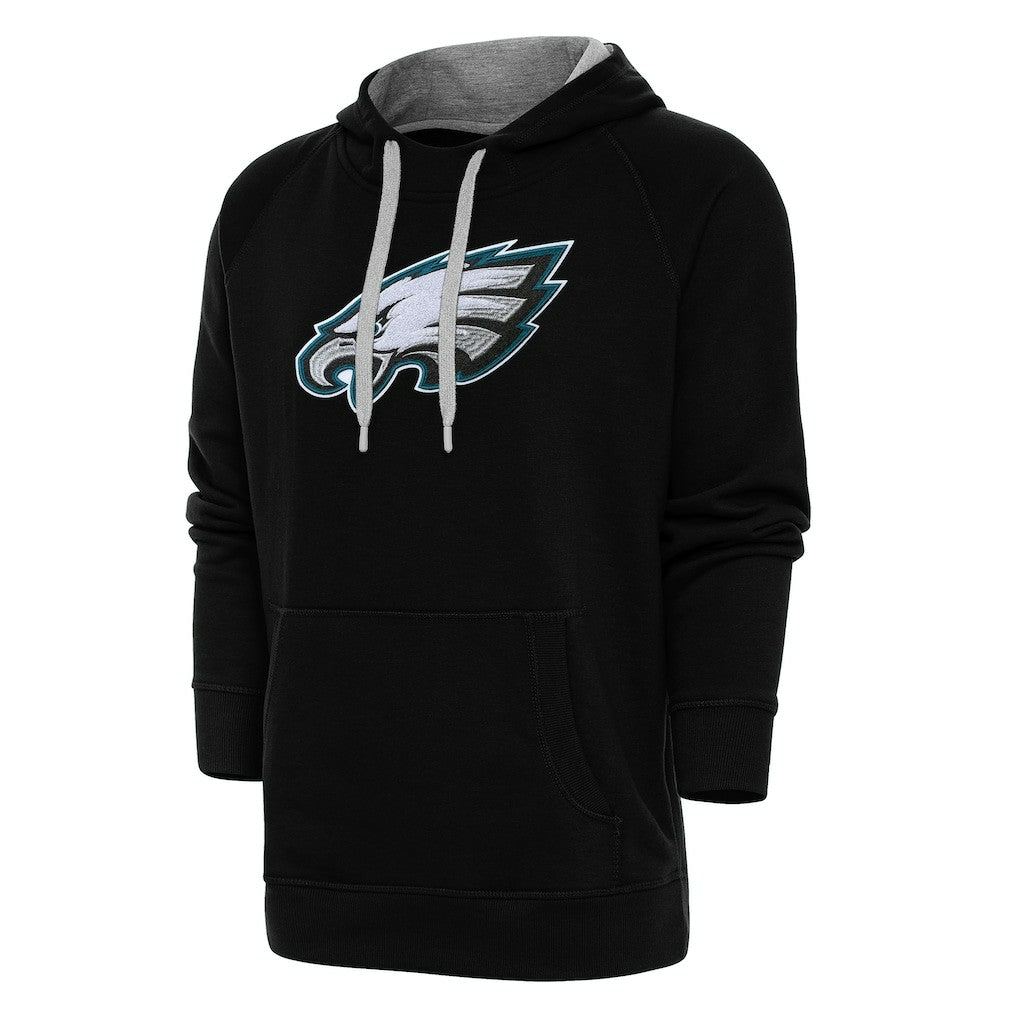Philadelphia Eagles Antigua Victory Chenille Pullover Hoodie - Black Hoodies