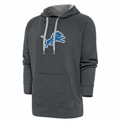 Detroit Lions Antigua Victory Chenille Pullover Hoodie - Charcoal Hoodies