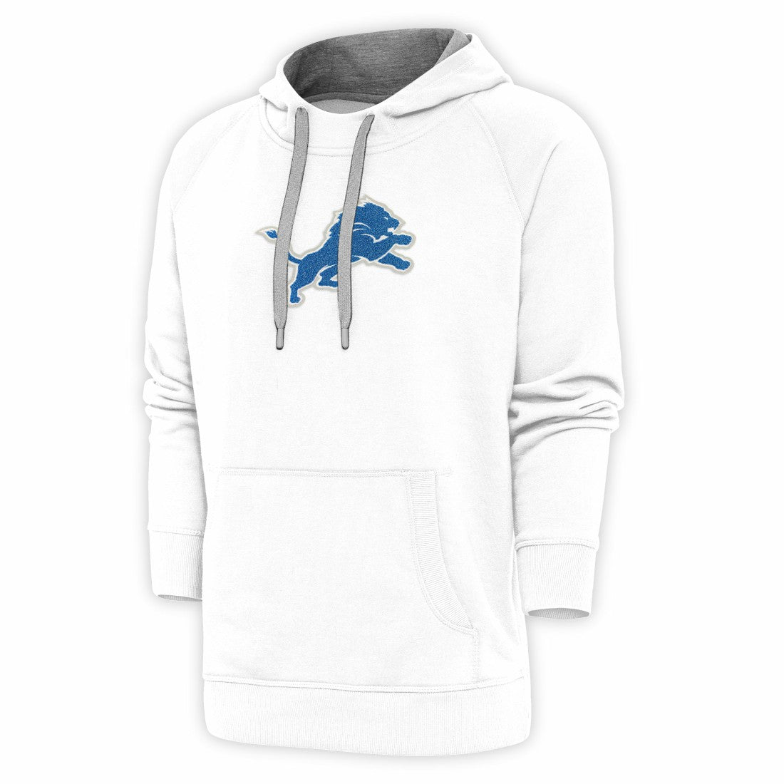 Detroit Lions Antigua Victory Chenille Pullover Hoodie - White Hoodies