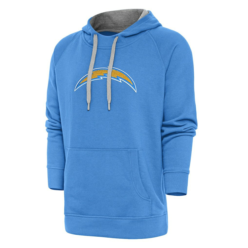 Los Angeles Chargers Antigua Victory Chenille Pullover Hoodie - Powder Blue Hoodies