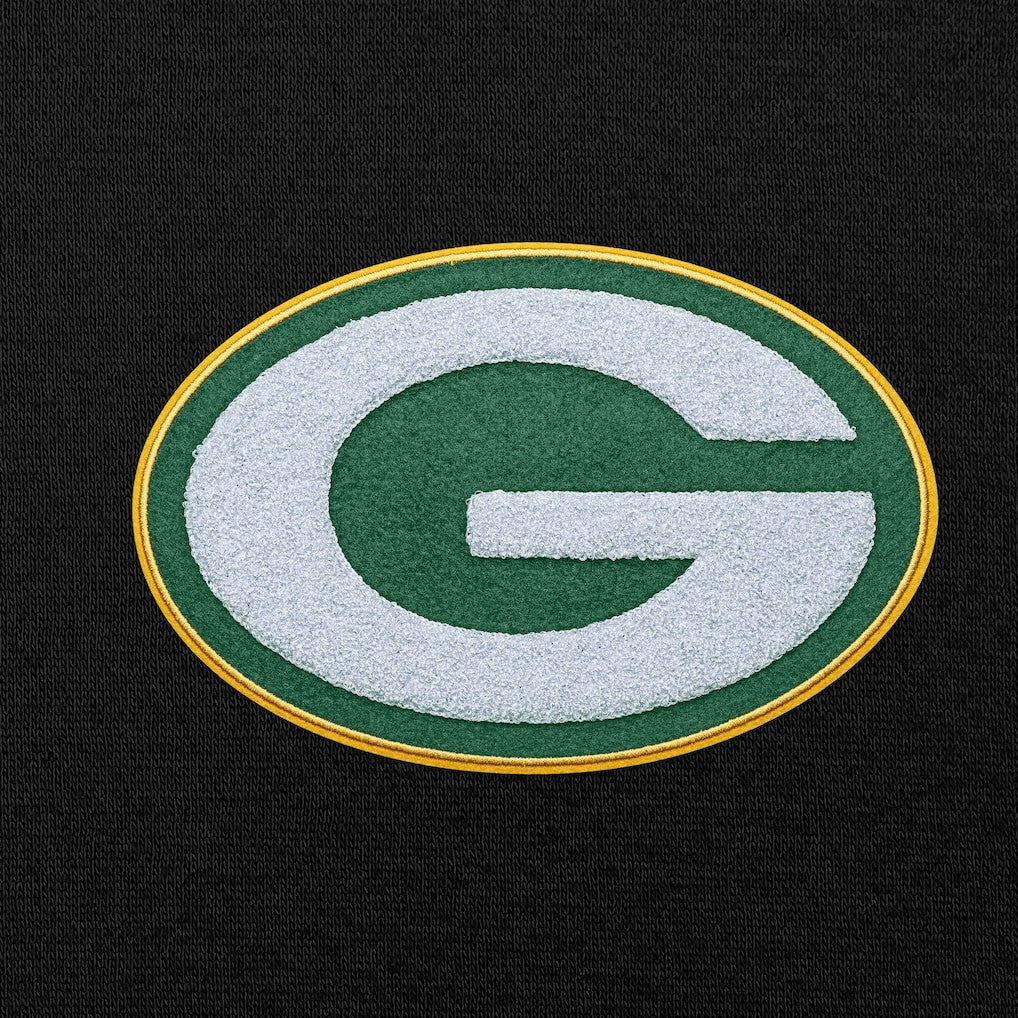 Green Bay Packers Antigua Victory Chenille Pullover Hoodie - Black Hoodies