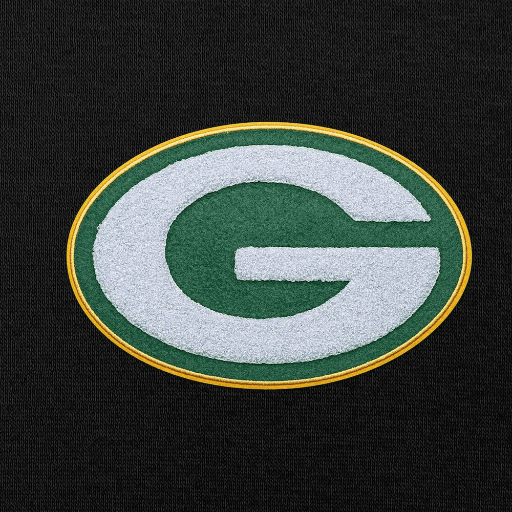 Green Bay Packers Antigua Victory Chenille Pullover Hoodie - Black Hoodies
