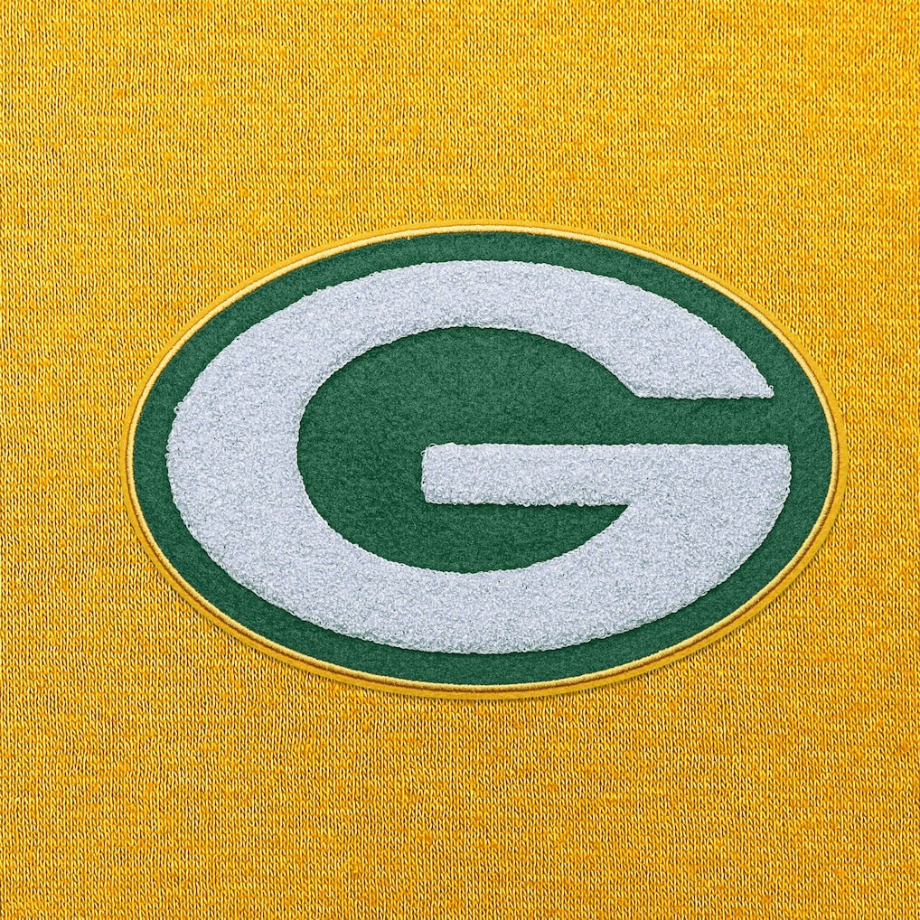 Green Bay Packers Antigua Victory Chenille Pullover Hoodie - Gold Hoodies