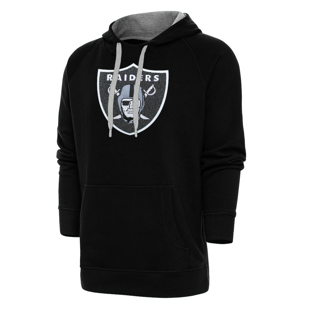 Las Vegas Raiders Antigua Victory Chenille Pullover Hoodie - Black Hoodies