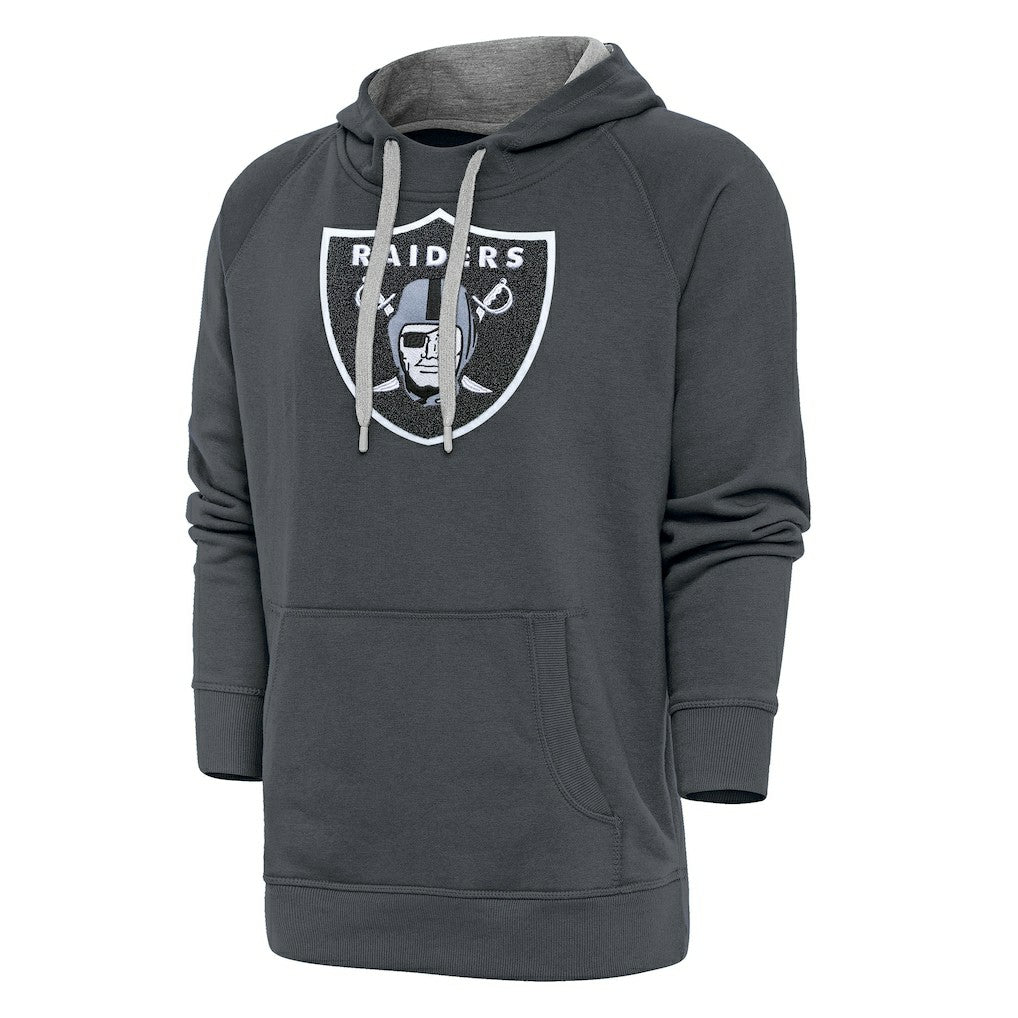 Las Vegas Raiders Antigua Victory Chenille Pullover Hoodie - Charcoal Hoodies