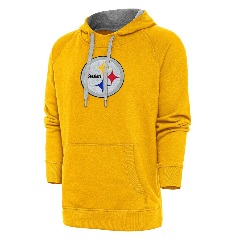 Pittsburgh Steelers Antigua Victory Chenille Pullover Hoodie - Gold Hoodies
