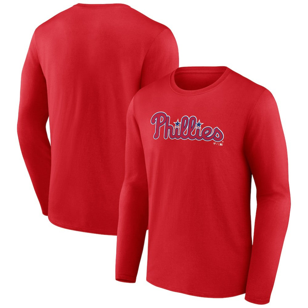Philadelphia Phillies Wordmark Long Sleeve T-Shirt - Red T-shirts