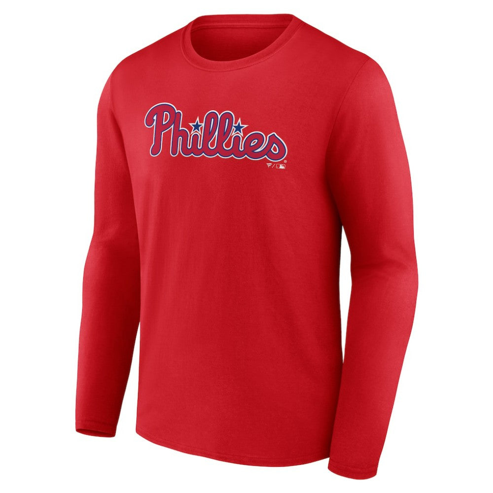 Philadelphia Phillies Wordmark Long Sleeve T-Shirt - Red T-shirts