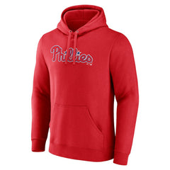 Philadelphia Phillies Official Wordmark Pullover Hoodie - Red Hoodies