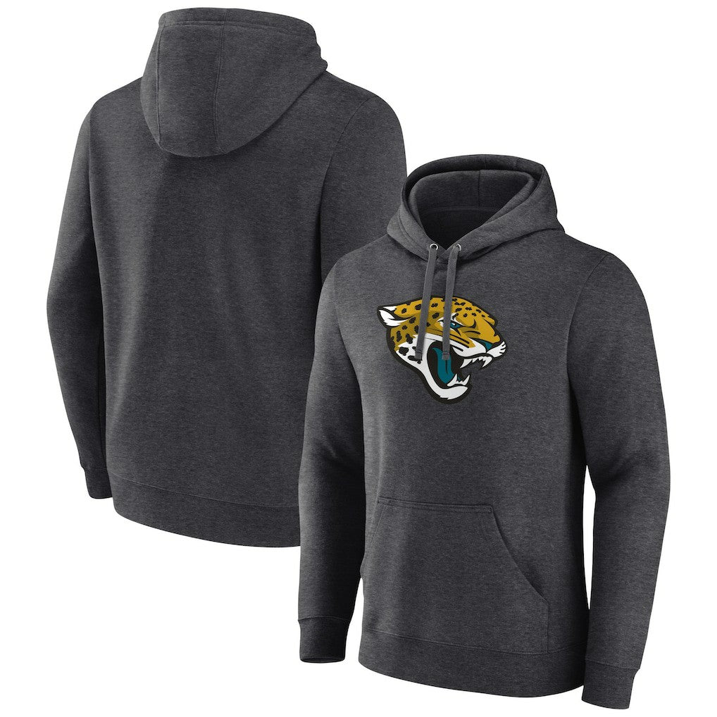 Jacksonville Jaguars Primary Team Logo Fitted Pullover Hoodie - Charcoal Hoodies
