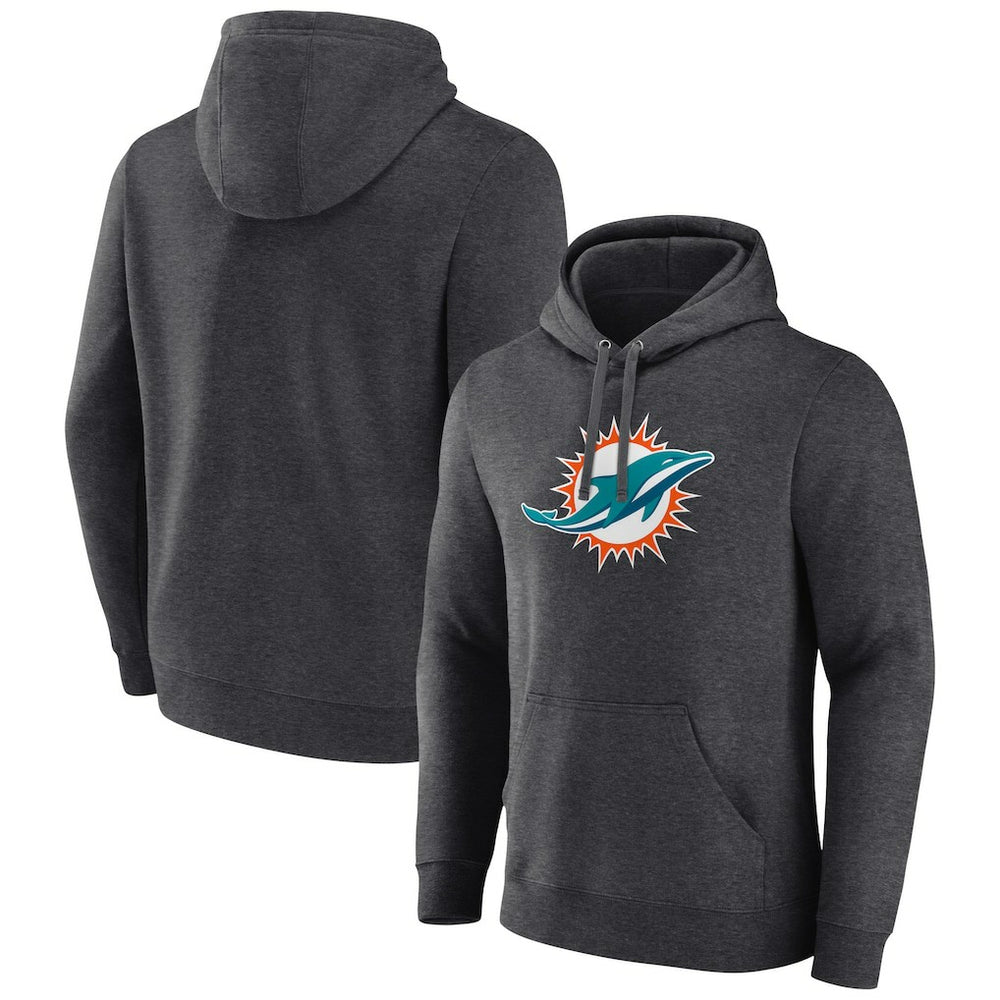 Miami Dolphins Primary Team Logo Fitted Pullover Hoodie - Charcoal Hoodies