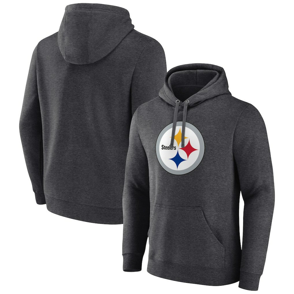 Pittsburgh Steelers Primary Team Logo Fitted Pullover Hoodie - Charcoal Hoodies