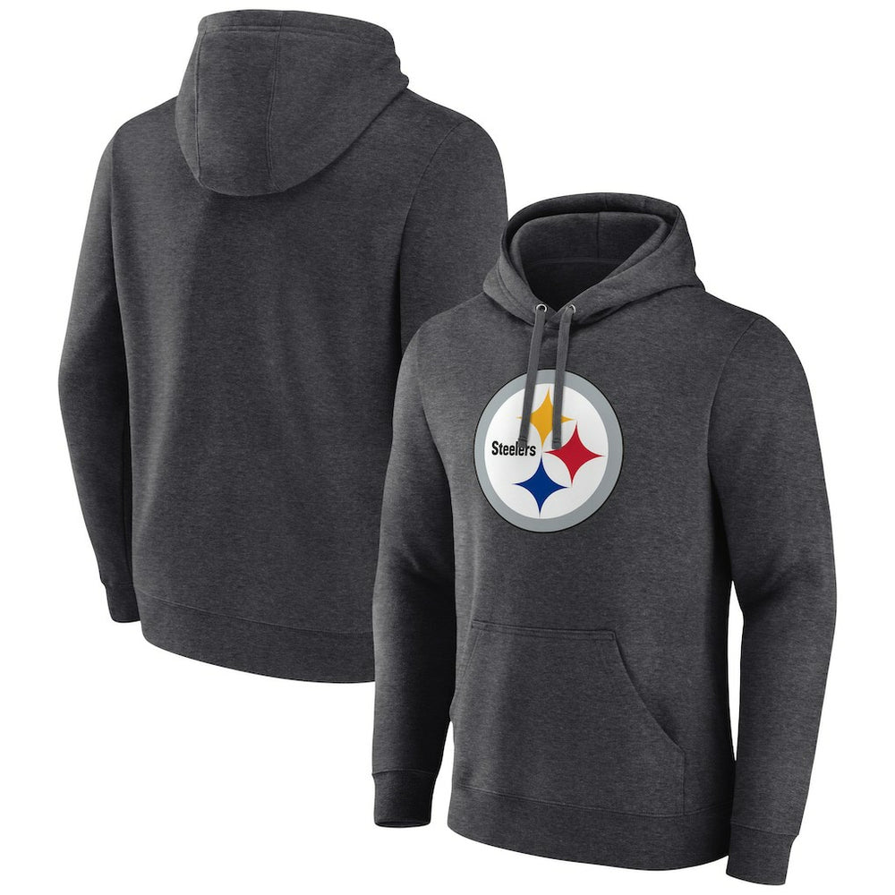 Pittsburgh Steelers Primary Team Logo Fitted Pullover Hoodie - Charcoal Hoodies