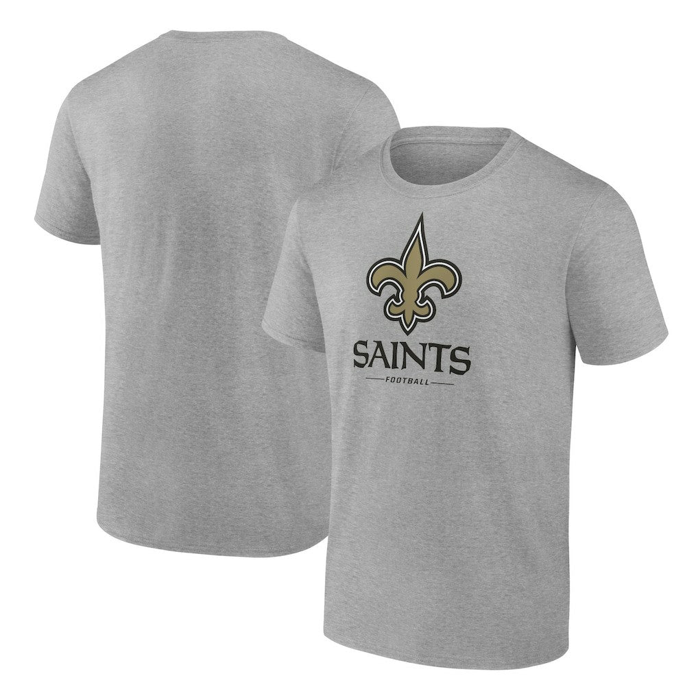 New Orleans Saints Logo Team Lockup T-Shirt - Heather Gray T-shirts