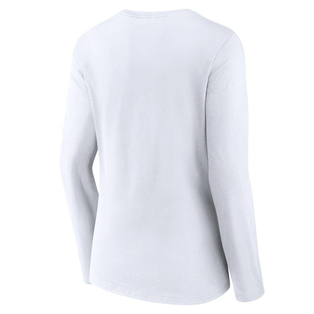 New Orleans Saints Women's Logo Team Lockup Long Sleeve V-Neck T-Shirt - White T-shirts