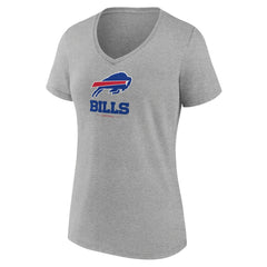 Buffalo Bills Women's Logo Team Lockup V-Neck T-Shirt - Gray T-shirts