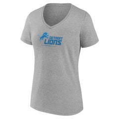 Detroit Lions Women's Logo Team Lockup V-Neck T-Shirt - Gray T-shirts