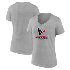 Houston Texans Women's Logo Team Lockup V-Neck T-Shirt - Gray T-shirts