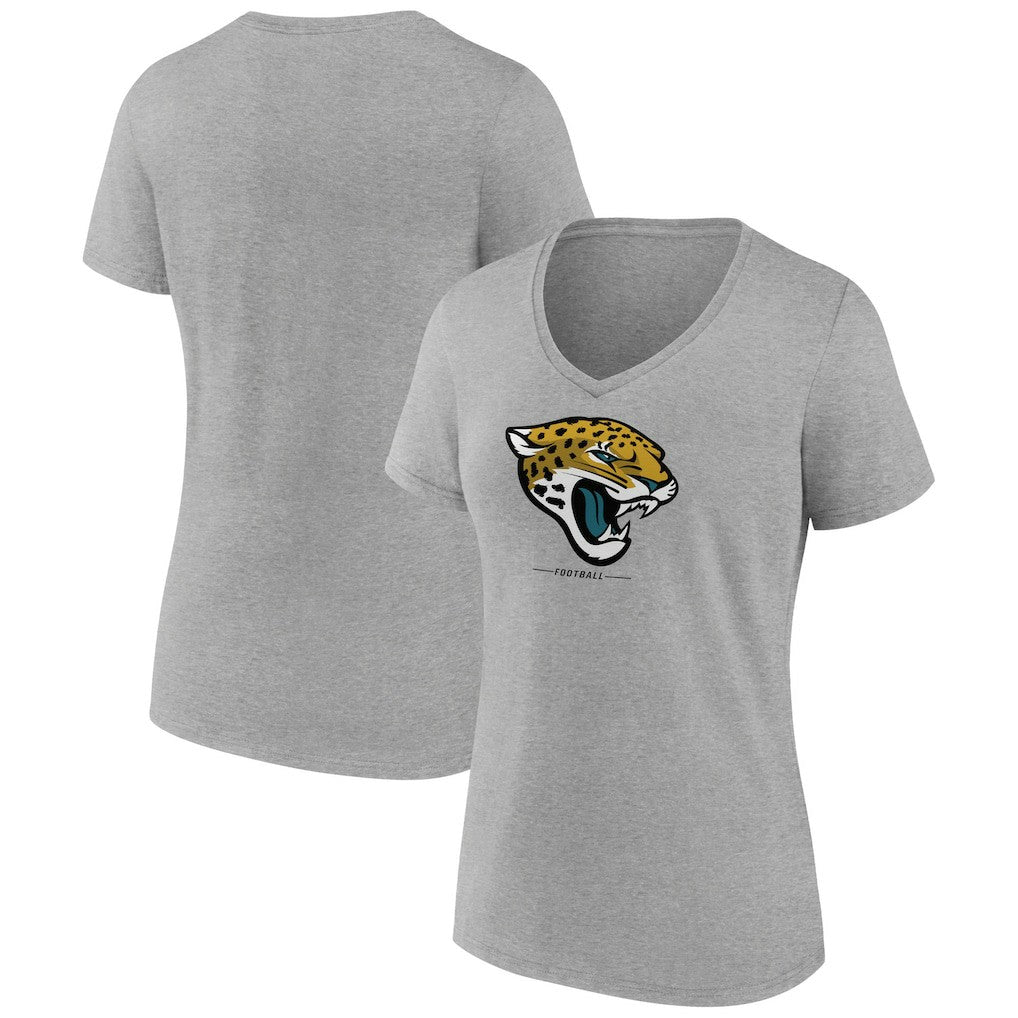 Jacksonville Jaguars Women's Logo Team Lockup V-Neck T-Shirt - Gray T-shirts