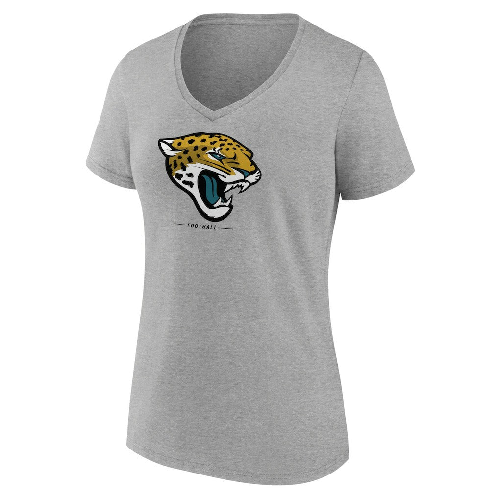 Jacksonville Jaguars Women's Logo Team Lockup V-Neck T-Shirt - Gray T-shirts