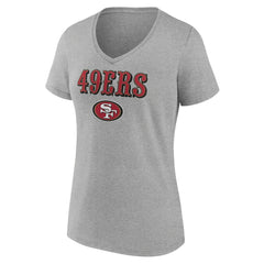 San Francisco 49ers Women's Logo Team Lockup V-Neck T-Shirt - Gray T-shirts