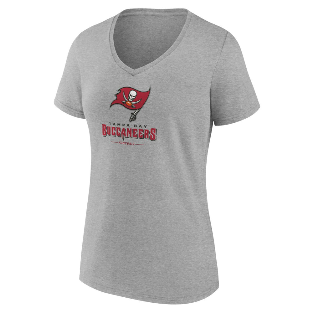 Tampa Bay Buccaneers Women's Logo Team Lockup V-Neck T-Shirt - Gray T-shirts