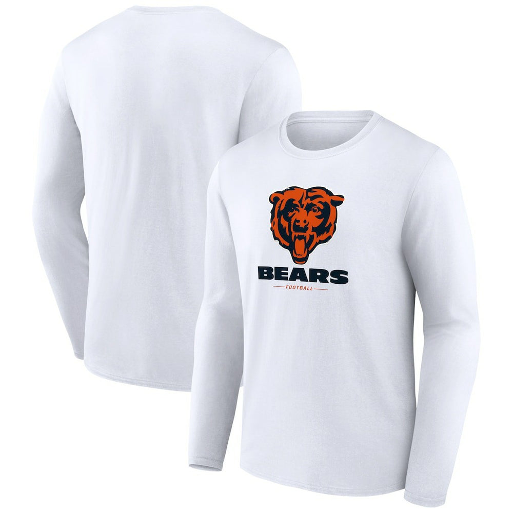Chicago Bears Logo Team Lockup Long Sleeve T-Shirt - White T-shirts