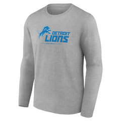 Detroit Lions Logo Team Lockup Long Sleeve T-Shirt - Gray T-shirts