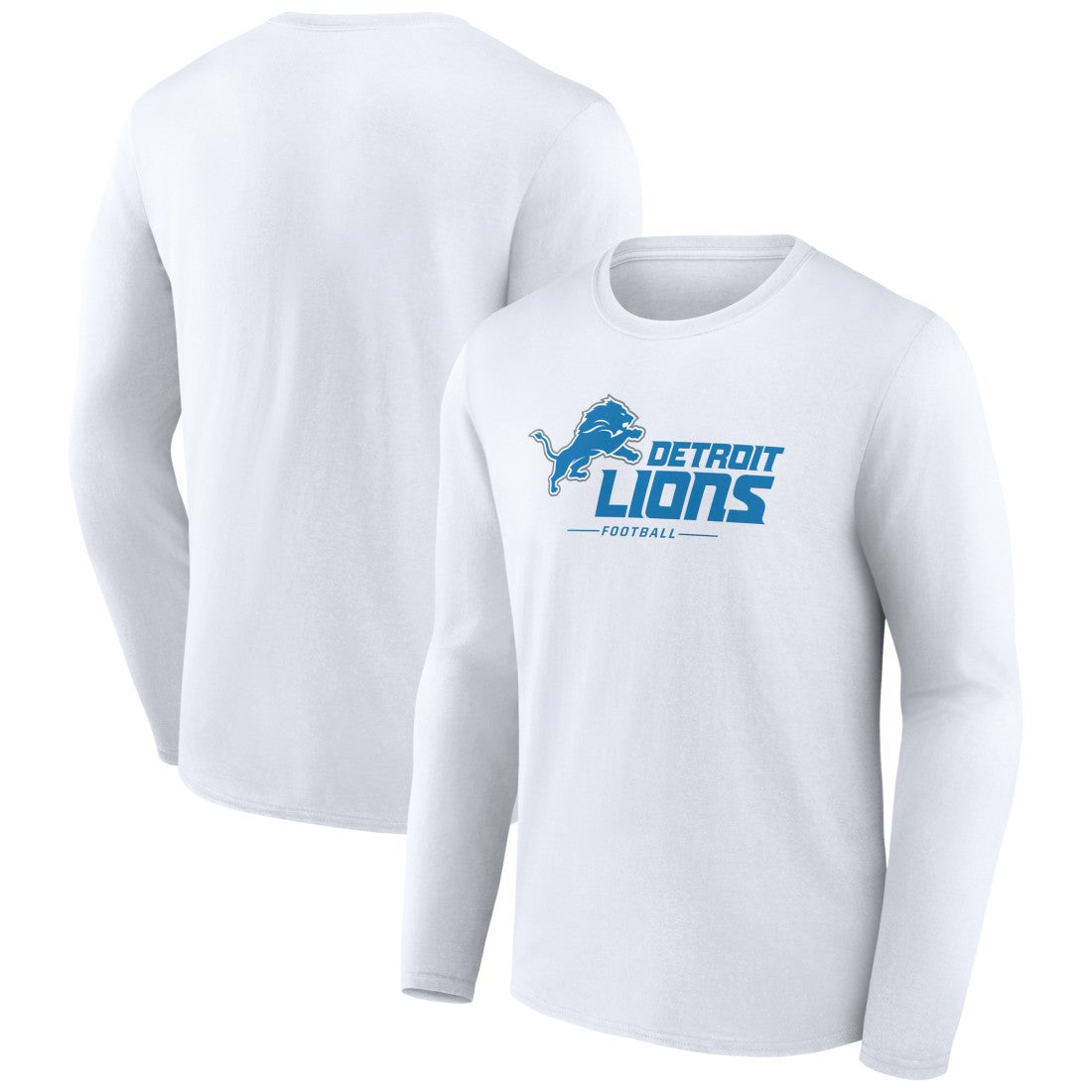 Detroit Lions Logo Team Lockup Long Sleeve T-Shirt - White T-shirts