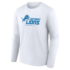 Detroit Lions Logo Team Lockup Long Sleeve T-Shirt - White T-shirts
