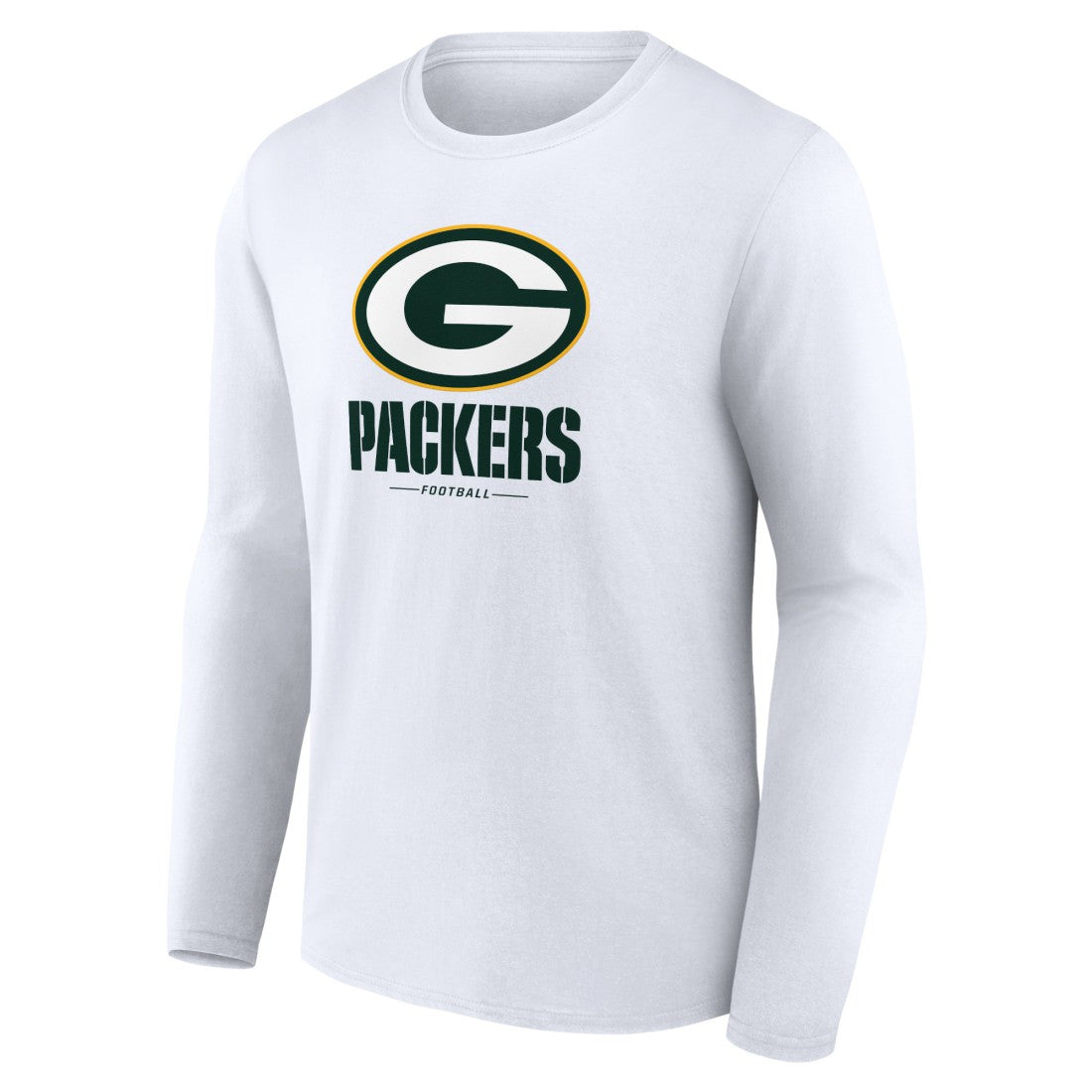 Green Bay Packers Logo Team Lockup Long Sleeve T-Shirt - White T-shirts