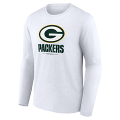 Green Bay Packers Logo Team Lockup Long Sleeve T-Shirt - White T-shirts