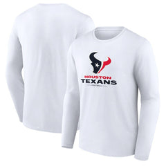 Houston Texans Logo Team Lockup Long Sleeve T-Shirt - White T-shirts