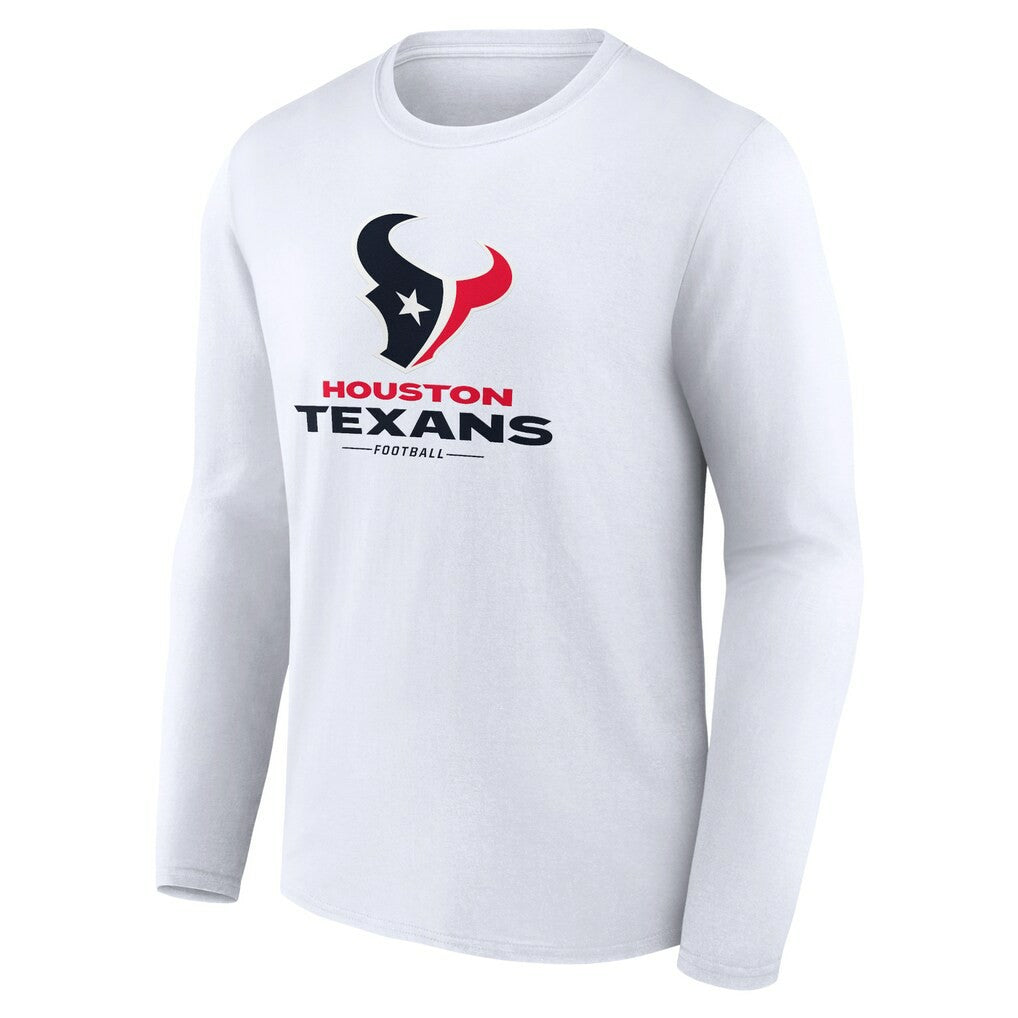 Houston Texans Logo Team Lockup Long Sleeve T-Shirt - White T-shirts
