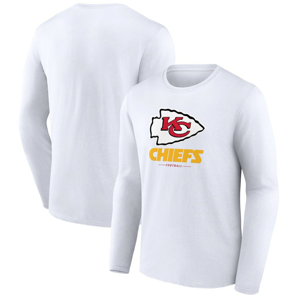 Kansas City Chiefs Logo Team Lockup Long Sleeve T-Shirt - White T-shirts