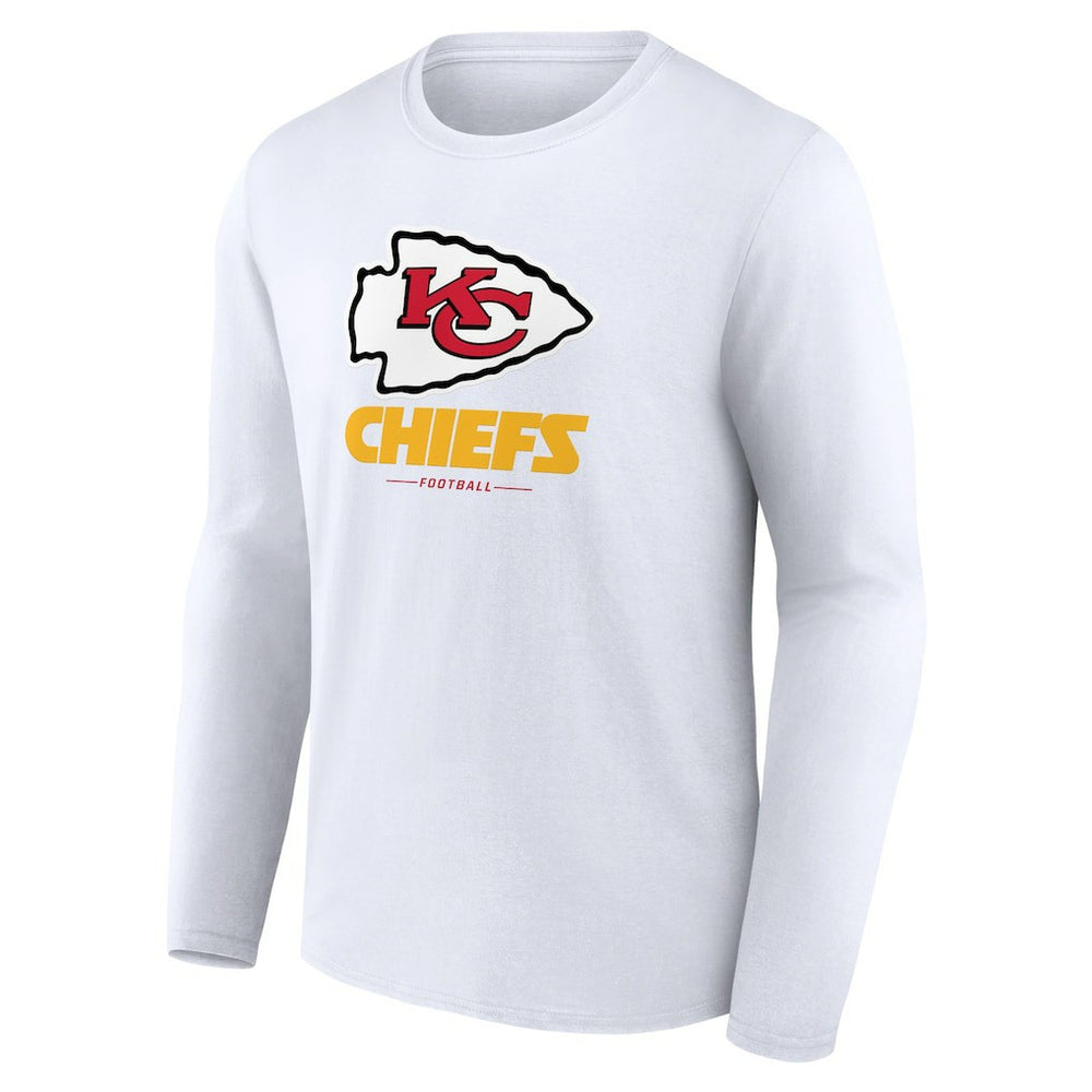 Kansas City Chiefs Logo Team Lockup Long Sleeve T-Shirt - White T-shirts