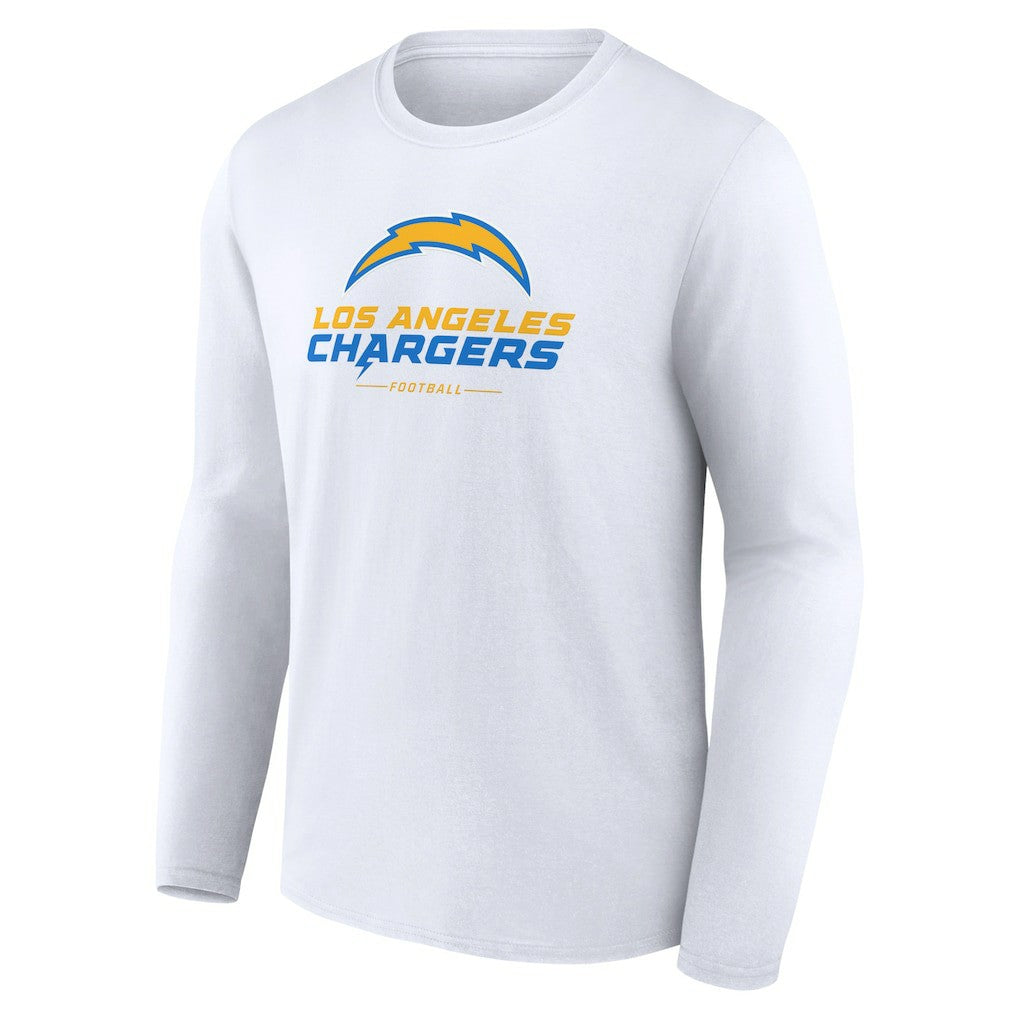 Los Angeles Chargers Logo Team Lockup Long Sleeve T-Shirt - White T-shirts