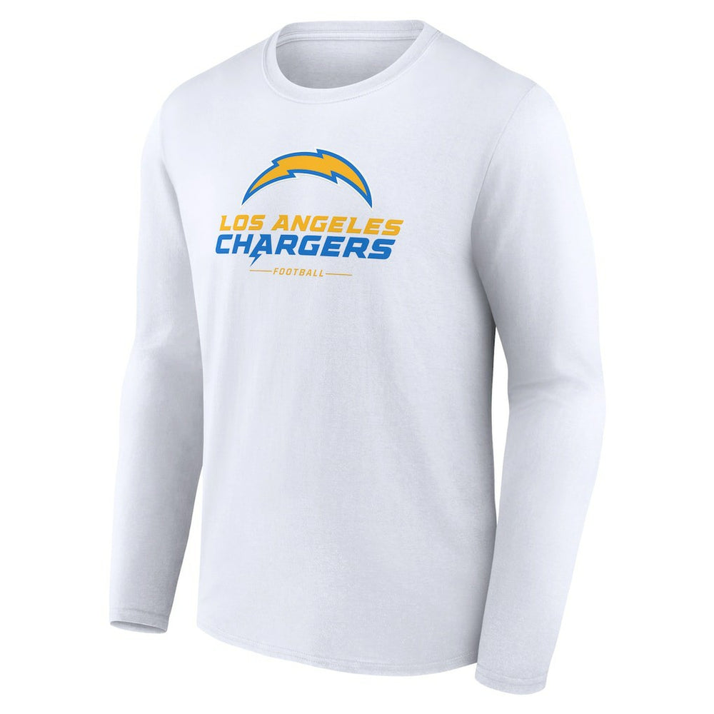 Los Angeles Chargers Logo Team Lockup Long Sleeve T-Shirt - White T-shirts