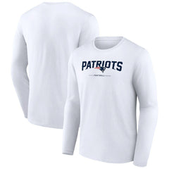New England Patriots Logo Team Lockup Long Sleeve T-Shirt - White T-shirts