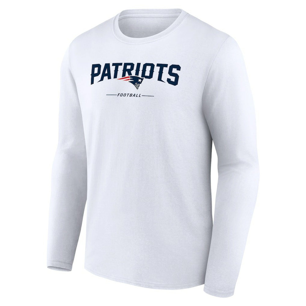 New England Patriots Logo Team Lockup Long Sleeve T-Shirt - White T-shirts