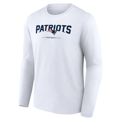 New England Patriots Logo Team Lockup Long Sleeve T-Shirt - White T-shirts