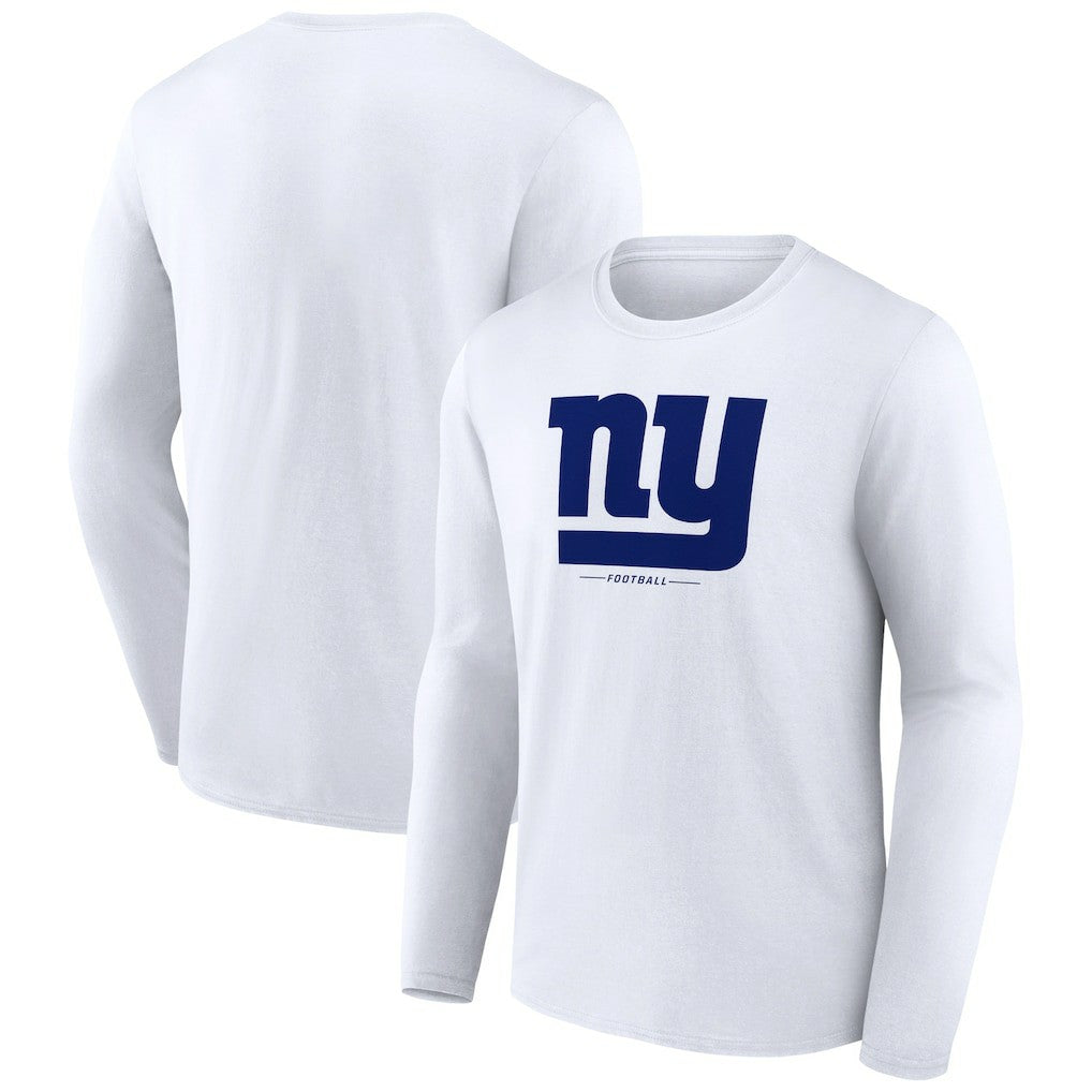 New York Giants Logo Team Lockup Long Sleeve T-Shirt - White T-shirts