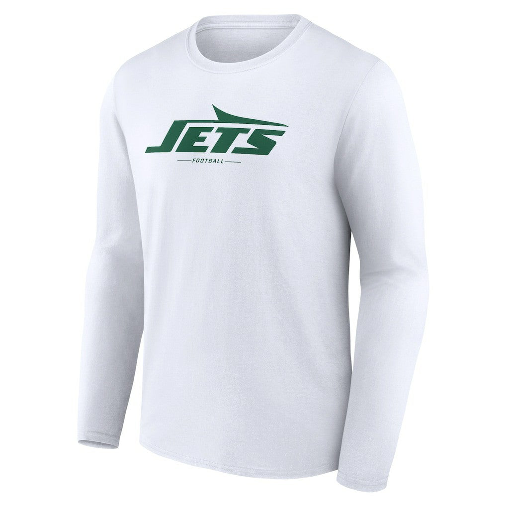 New York Jets Logo Team Lockup Long Sleeve T-Shirt - White T-shirts