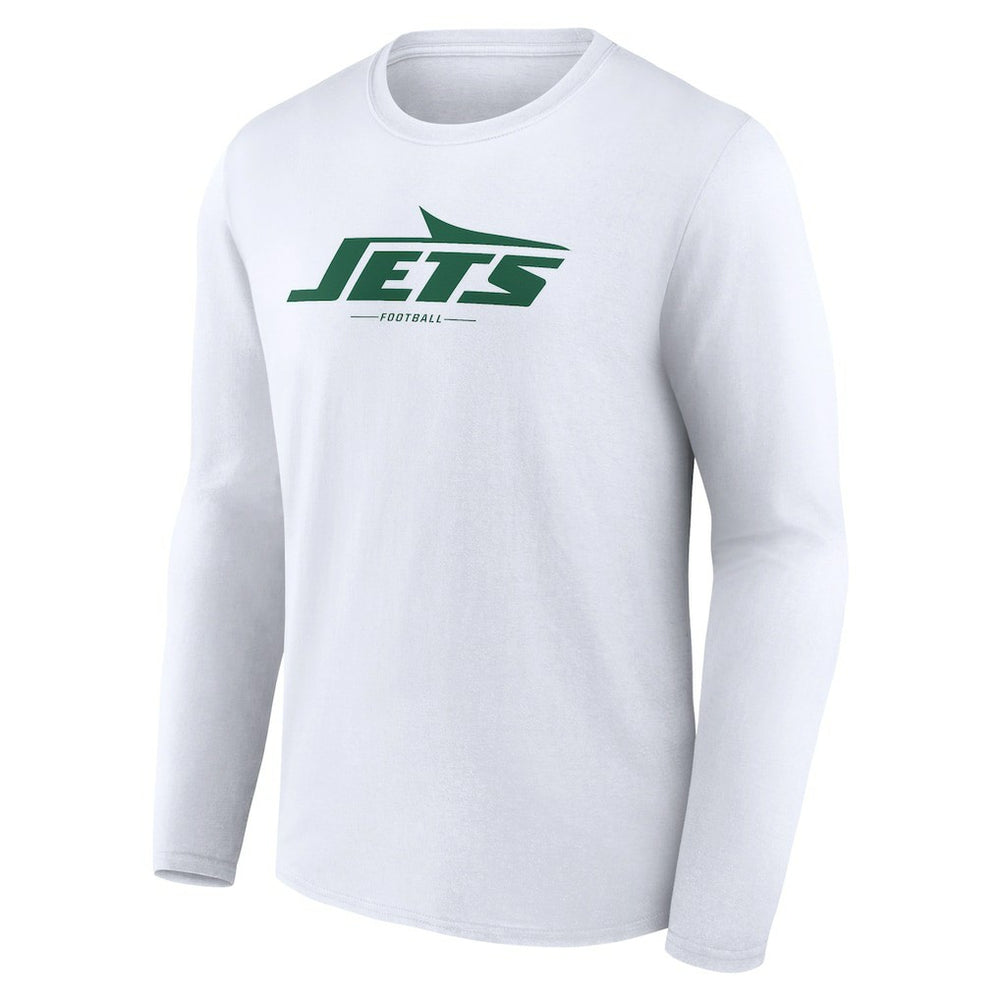 New York Jets Logo Team Lockup Long Sleeve T-Shirt - White T-shirts