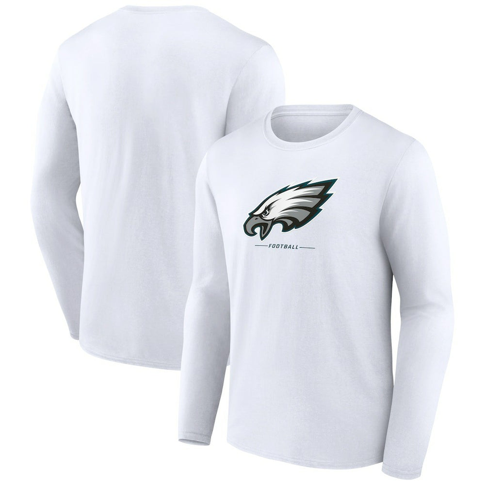 Philadelphia Eagles Logo Team Lockup Long Sleeve T-Shirt - White T-shirts