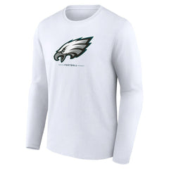 Philadelphia Eagles Logo Team Lockup Long Sleeve T-Shirt - White T-shirts